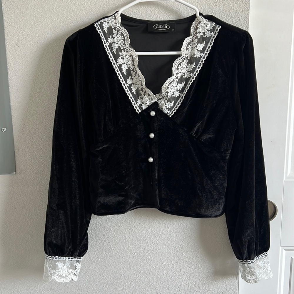 Lace velvet crop top